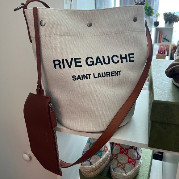 SAINT LAURENT RIVE GAUCHE BUCKET BAG IN LINEN - Picture 12 of 12